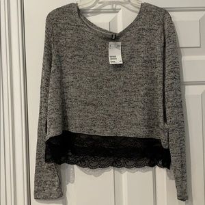 Hm divided size large lace and knit top